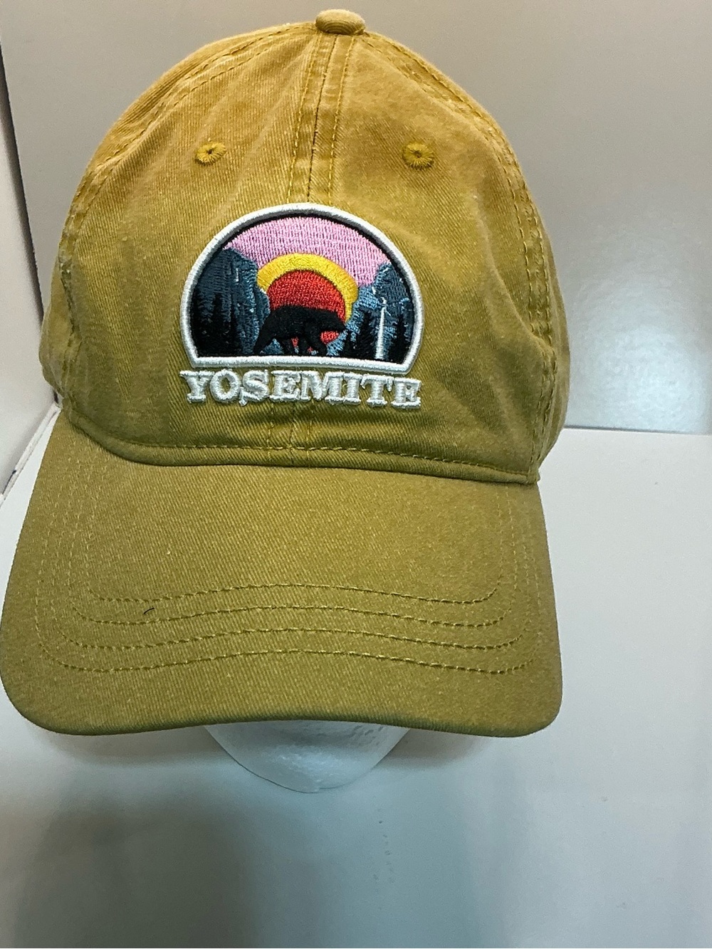 Yosemite National Park Mustard Yellow Adjustable Dad Hat Floral Lining